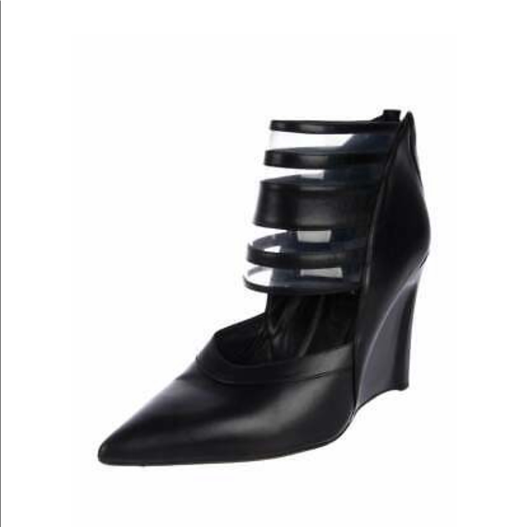 Black Derek Lam Meryl Pointed-Toe Wedge Heels